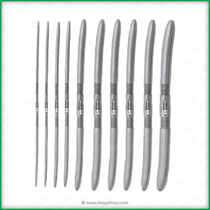 Uterine Hegar dilators set of 10, an example product photograph