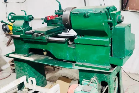 Lathe turning equipment at Hospitime manufacturing unit